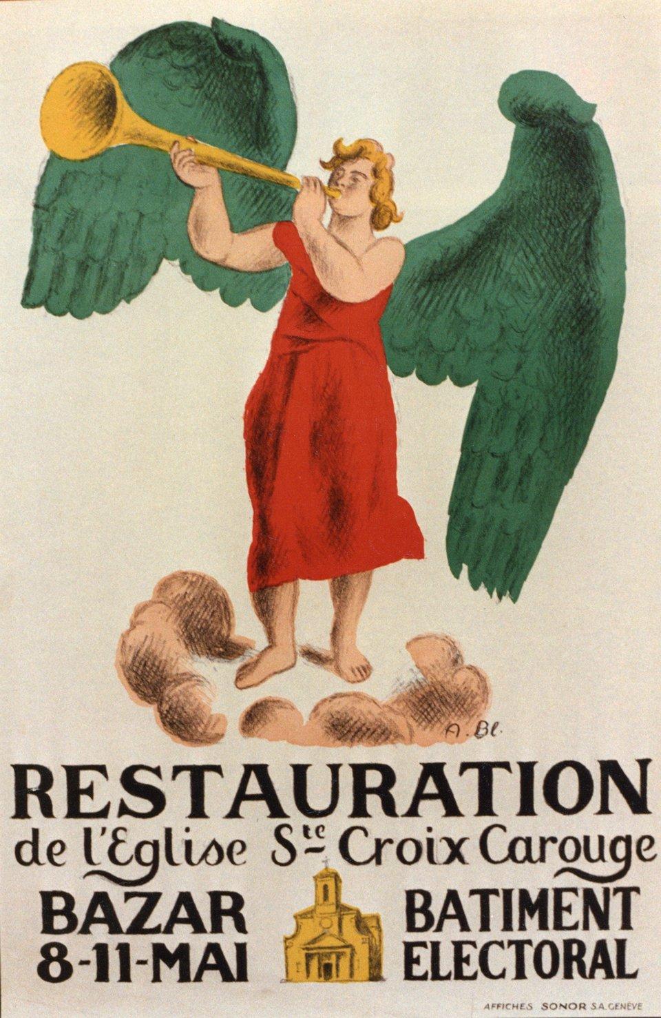 Vintage poster – Bazar pour la <b>Restauration</b> de l'Eglise Sainte ...